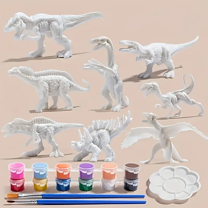 Dinosaur Figurine Set - 6pcs/8pcs, DIY Coloring Dinosaur Toys, Graffiti