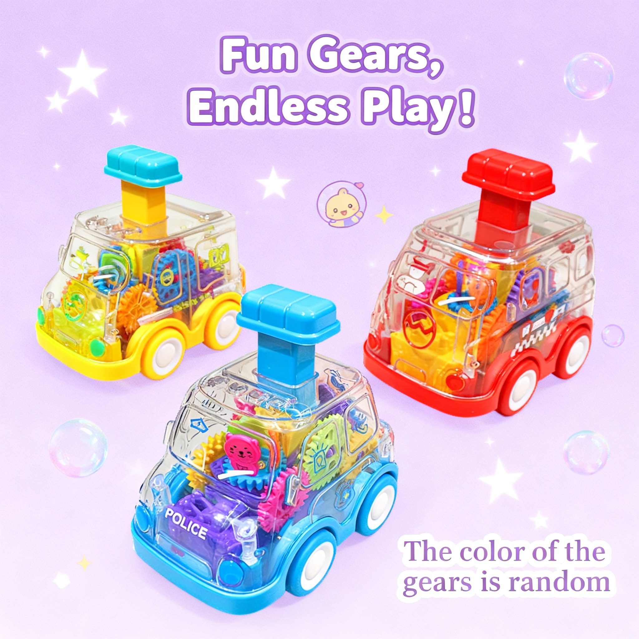 Kids Toys Cars - Transparent Inertia Rebound Car Toy Cartoon