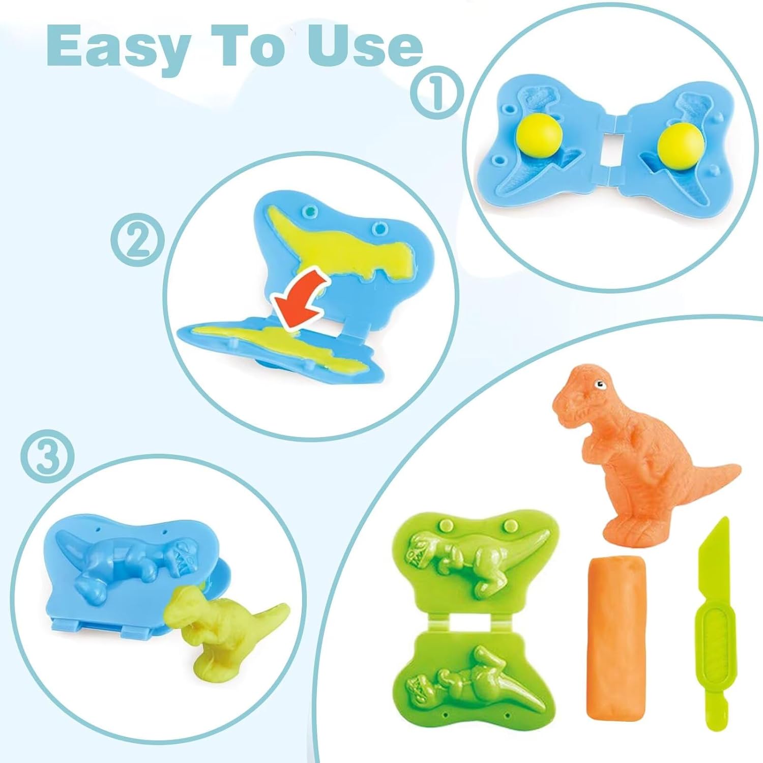 6 Dino Molds Dough Set with 5  - Kids & Toys Expo Saudi Arabia บทวิจารณ์และราคา