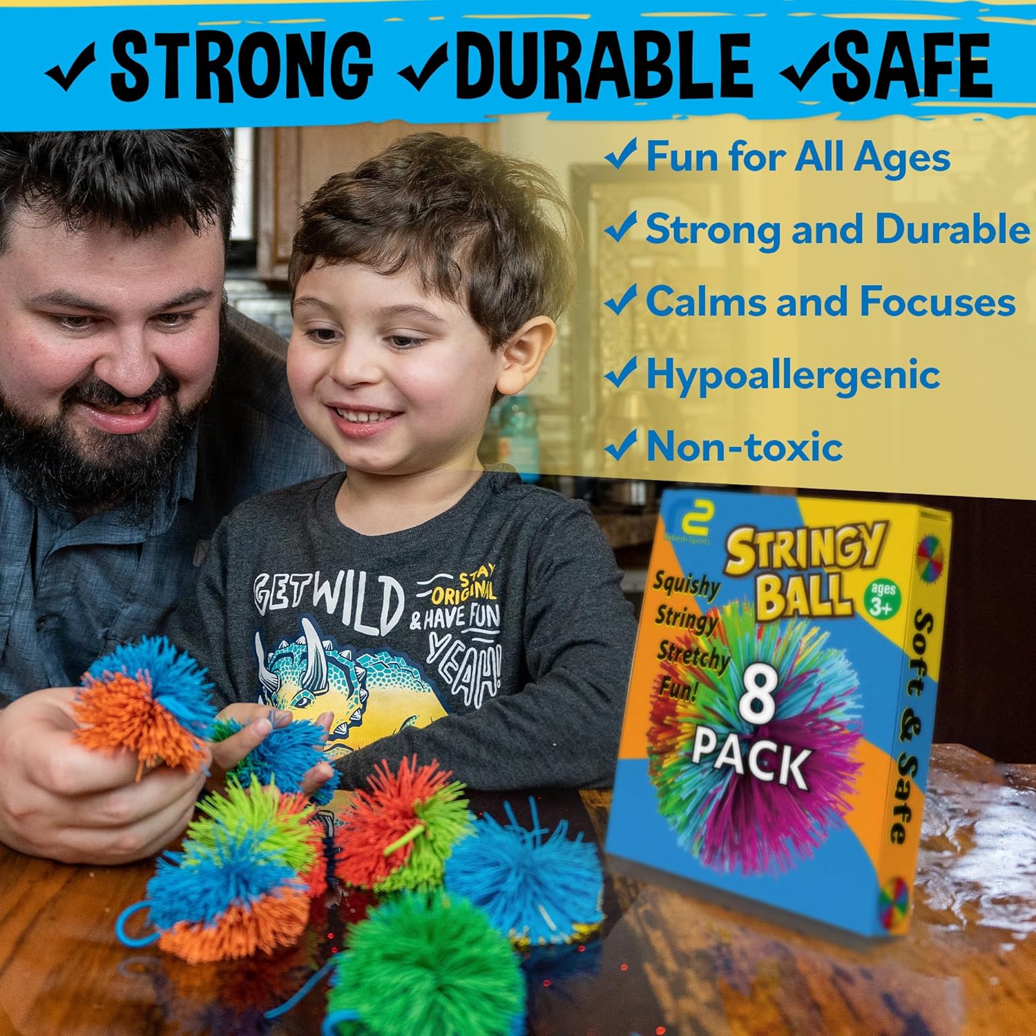 8 Pack Stringy Sensory Balls - - Kids Toys Basket บทวิจารณ์และราคา