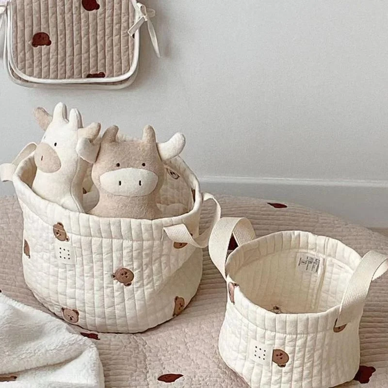 Cute Bear Embroidery Diaper Ba - Kids Toys Basket บทวิจารณ์และราคา