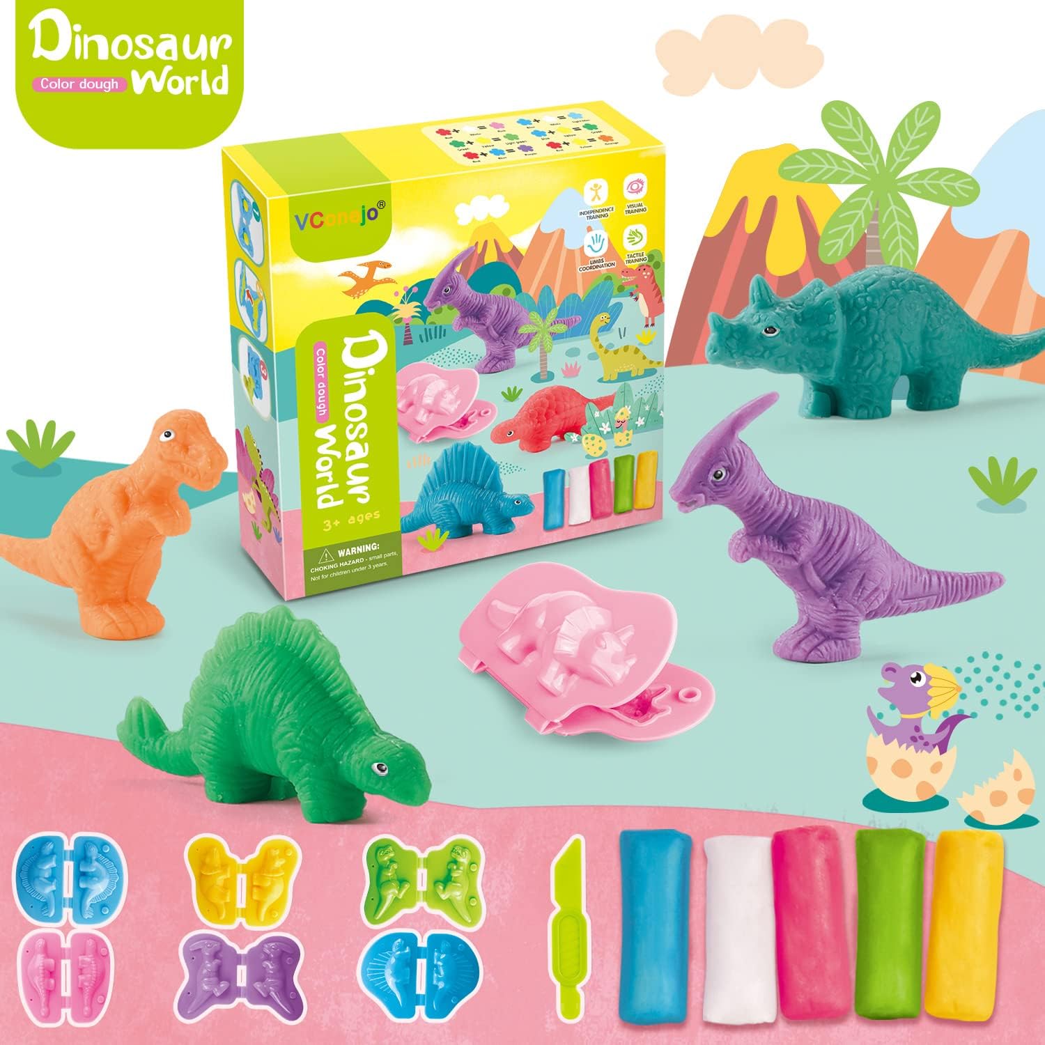Dinosaur Color Dough Toys Set  - Kids' Toy บทวิจารณ์และราคา