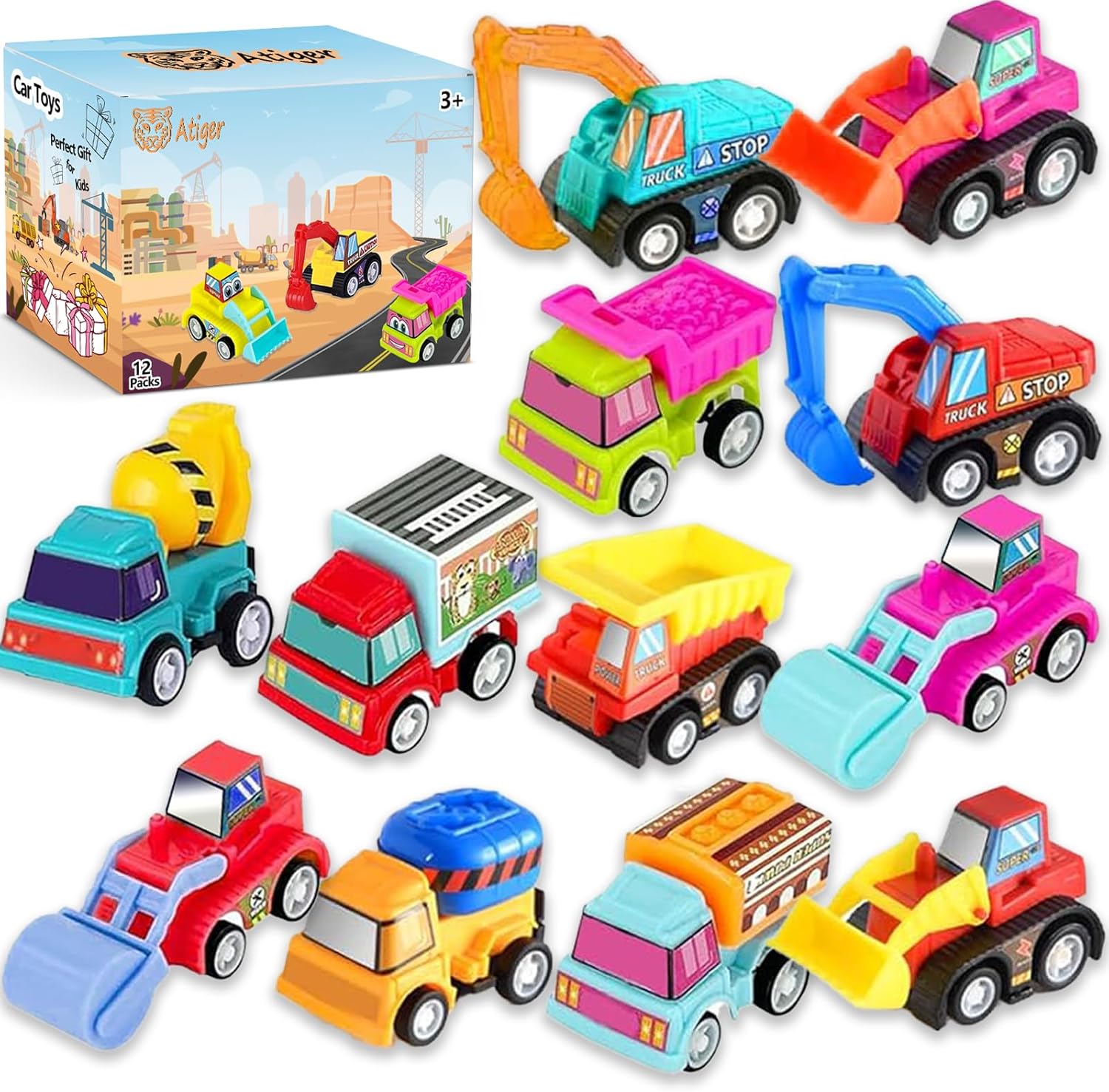 12pcs Pull Back Cars Truck Veh - Kids Toys Cars บทวิจารณ์และราคา