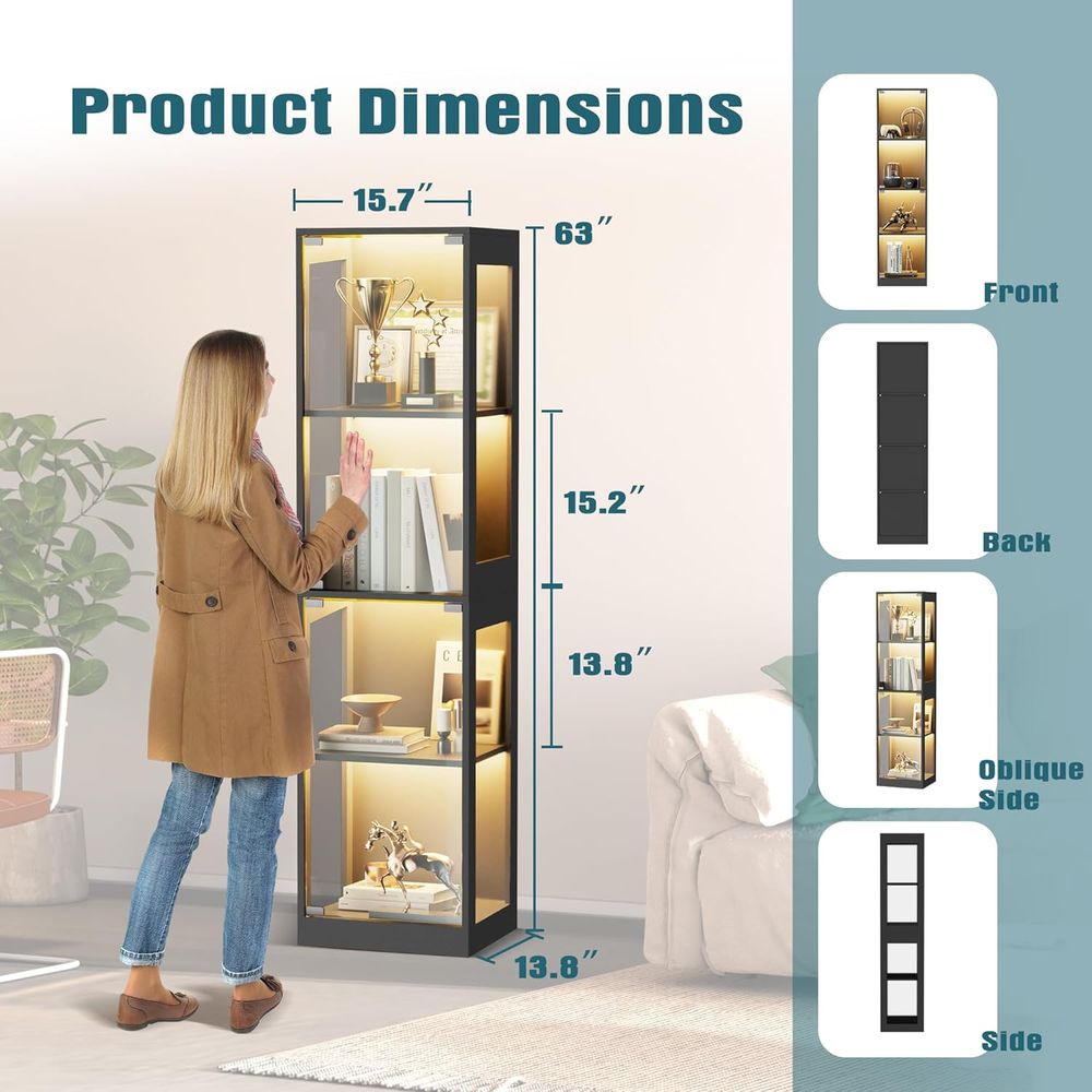 4-Tier Glass Display Cabinet w - Kids & Toys Expo Saudi Arabia บทวิจารณ์และราคา