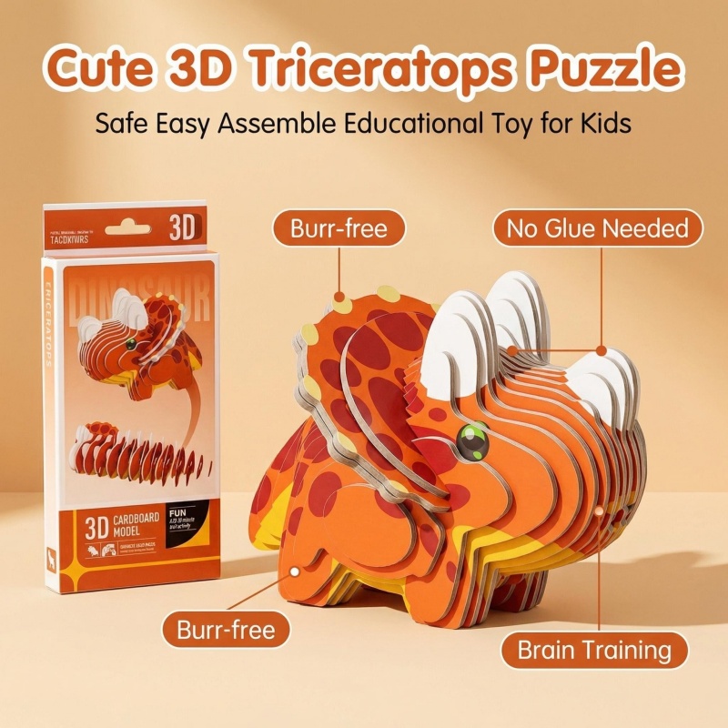 4PCS 3D Dinosaur Puzzle Set -  - Dinosaur Figurine Set บทวิจารณ์และราคา