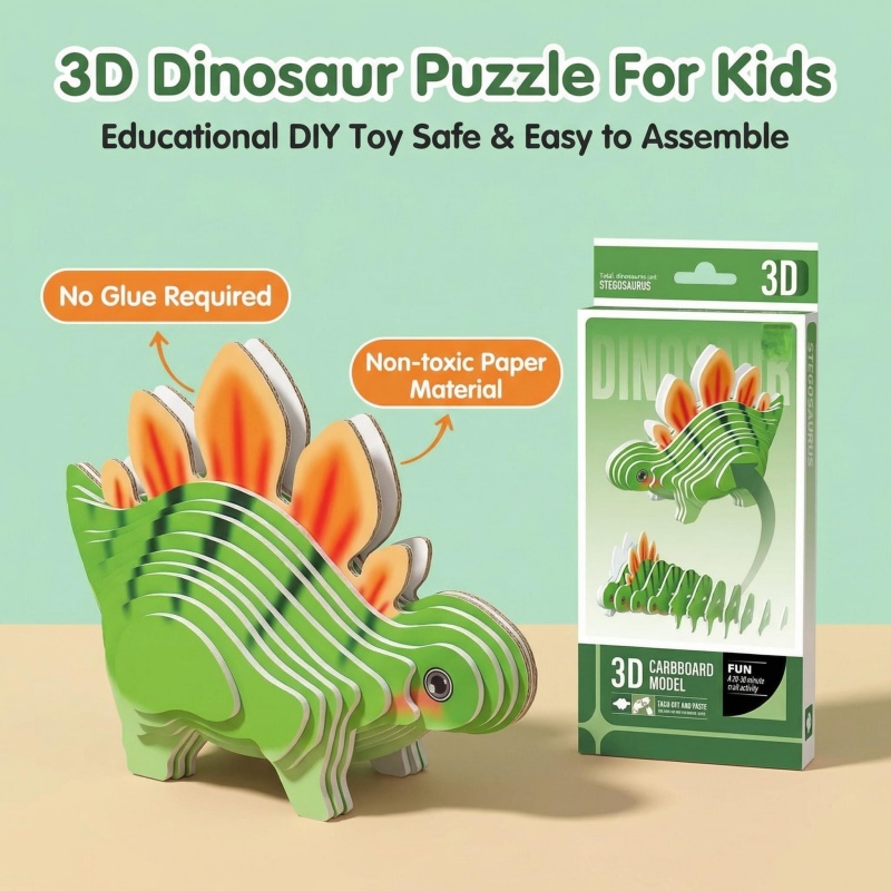 4PCS 3D Dinosaur Puzzle Set -  - Dinosaur Figurine Set บทวิจารณ์และราคา